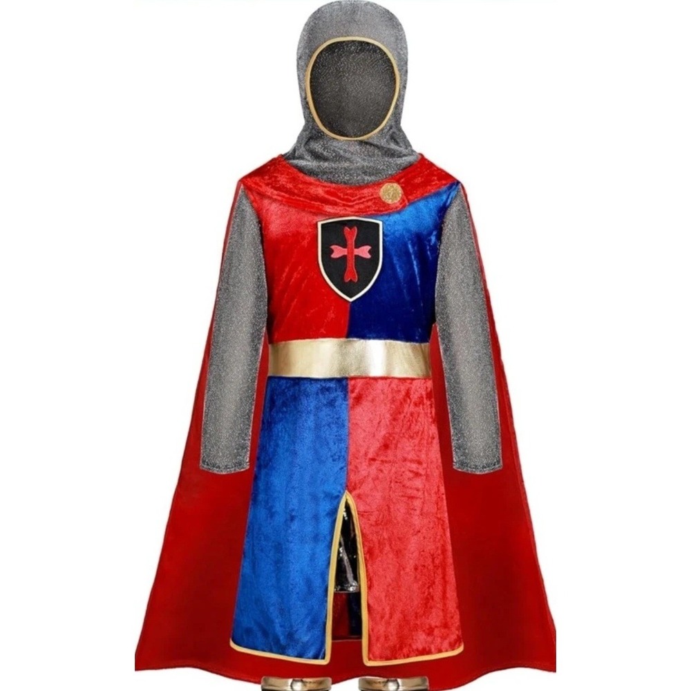 Spooktacular Creation Knight 5 Piece Halloween Costume M(8-10) Red Blue No Boots - Picture 2 of 4